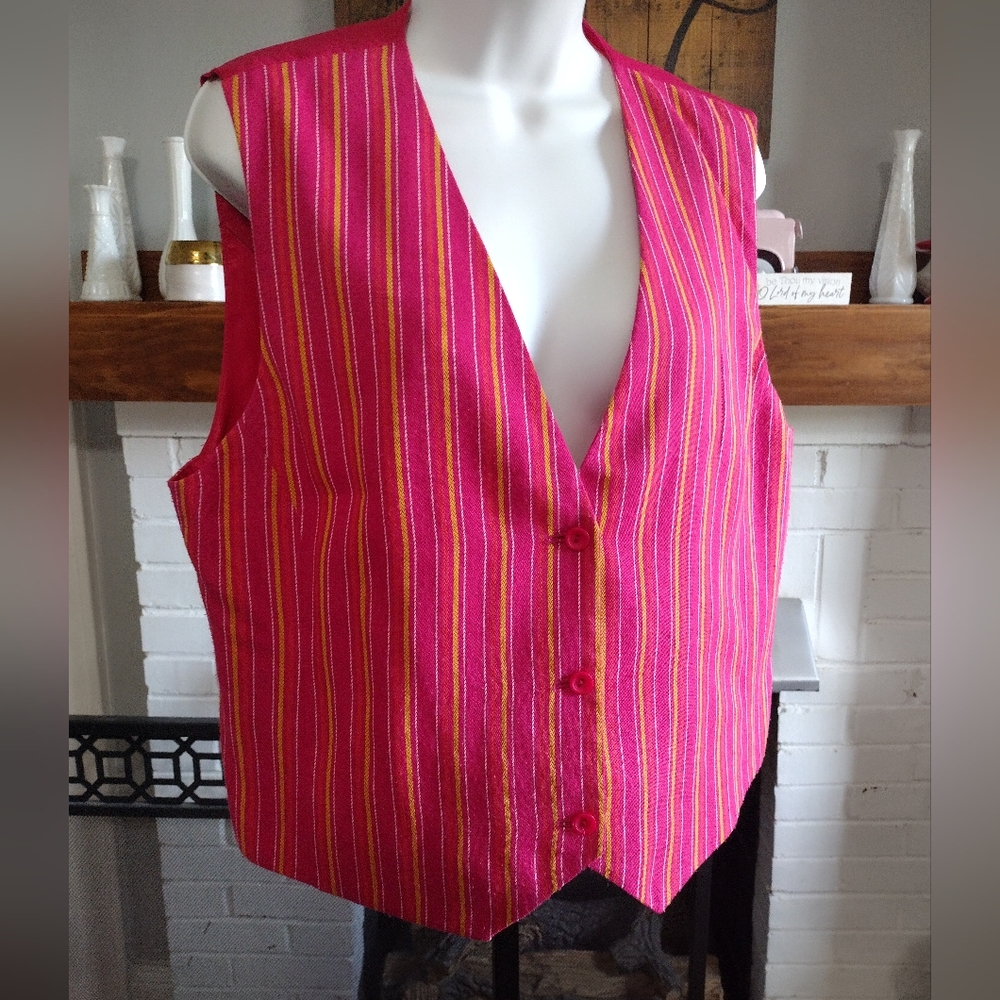 Vintage joan leslie Pink Striped Vest